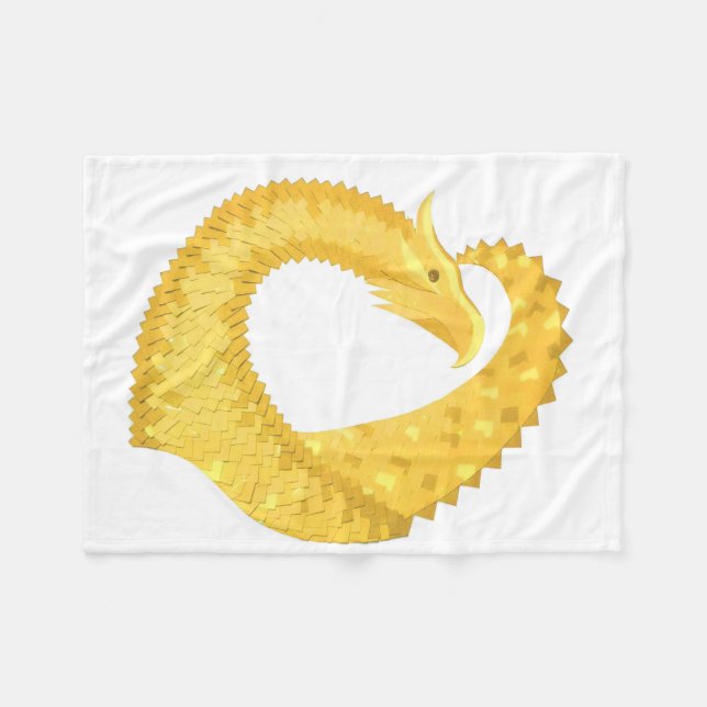 Couverture Polaire Dragon de coeur jaune sur blanc (Devant (Horizontal))