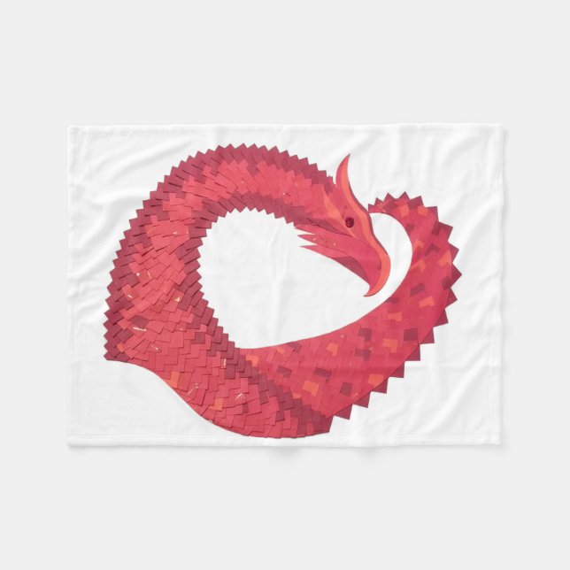 Couverture Polaire Dragon de coeur rouge en blanc (Devant (Horizontal))