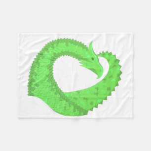 Couverture Polaire Dragon de coeur vert citron blanc
