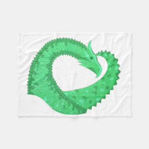 Couverture Polaire Dragon de coeur vert sur blanc
