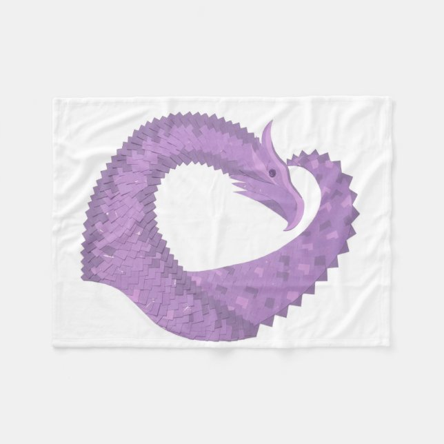 Couverture Polaire Dragon de coeur violet de lavande blanc (Devant (Horizontal))