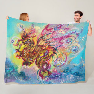 Couverture Polaire DRAGON DES MERS Fantaisie Bleu Aqua