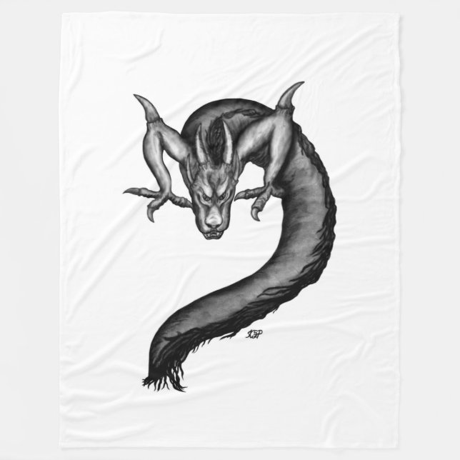 Couverture Polaire Dragon en style tatouage (Devant)