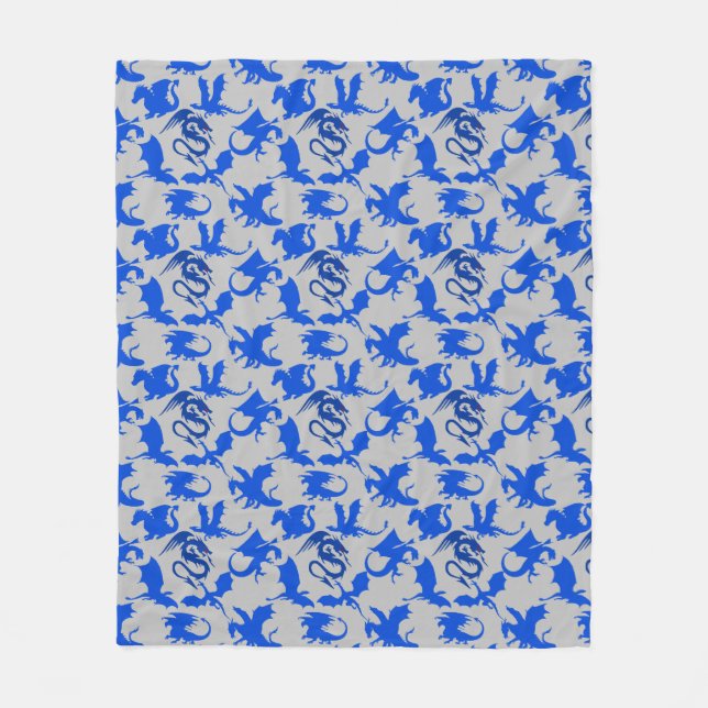 Couverture Polaire Dragon motif 02 blue.bwx4 gris BG (Devant)