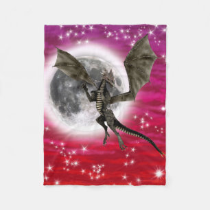 Couverture Polaire Dragon noir - Créature Fantastique Mythique Ciel R