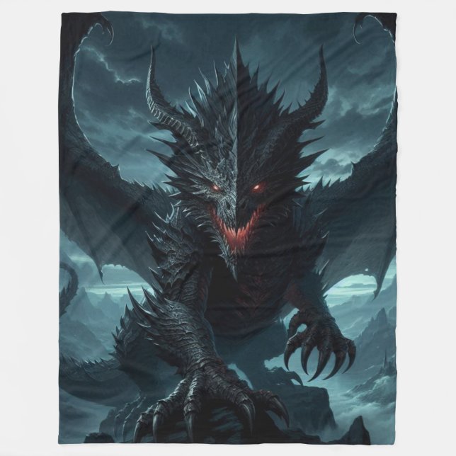 Couverture Polaire Dragon sombre et médiéval (Devant)