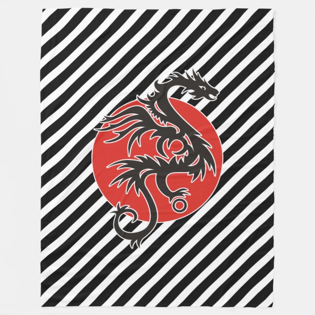 Couverture Polaire Dragon Sun - noir rouge blanc + vos idées (Devant)