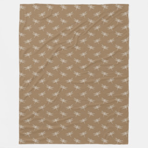 Couverture Polaire Dragonflies Brown à la crème