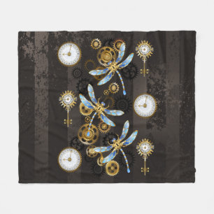 Couverture Polaire Dragonflies de Steampunk sur arrière - plan rayé b