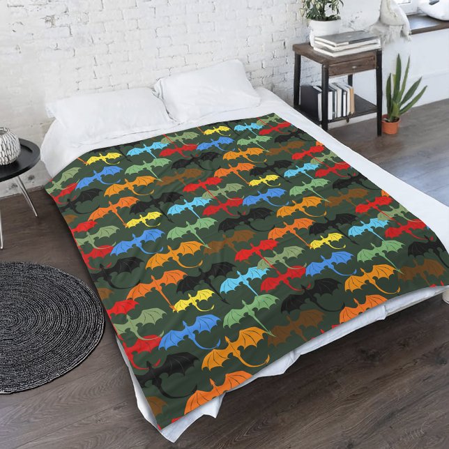 Couverture Polaire Dragons Green Flight Imaginaire (Créateur téléchargé)