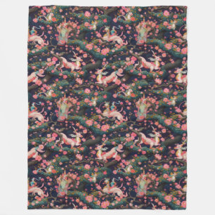 Couverture Polaire Dragons roses et fleurs de cerisiers
