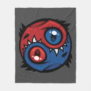 Couverture Polaire Dragons Yin Yang Rouge et Bleu