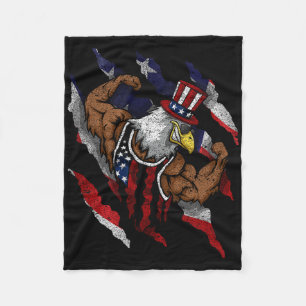 Couverture Polaire Drapeau Américain Aigle Chauve Musclé Vélo Flexion
