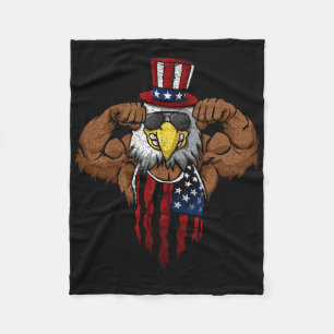Couverture Polaire Drapeau Américain Aigle Chauve Musclé Vélo Flexion