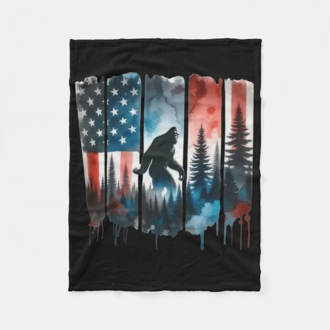 Couverture Polaire Drapeau Américain Bigfoot Sasquatch Patriotique 4è (Devant)