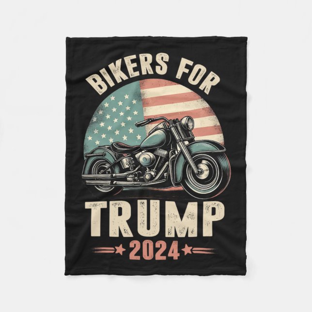 Couverture Polaire Drapeau américain de moto pour Trump 2024 (Devant)