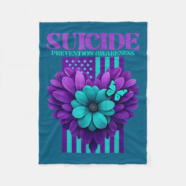 Couverture Polaire Drapeau américain de sensibilisation à la préventi (Devant)