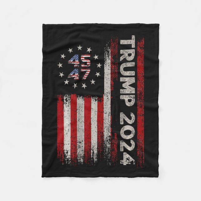 Couverture Polaire Drapeau américain de Trump 2024 (à l'arrière) (Devant)