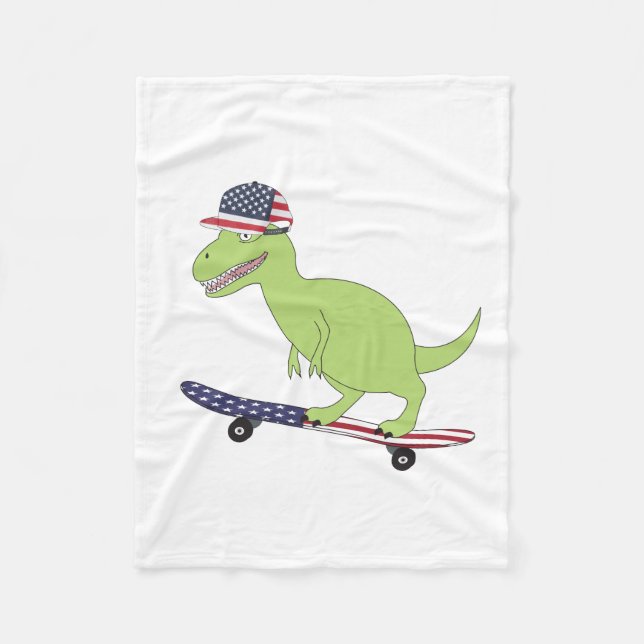 Couverture Polaire Drapeau américain Dinosaure Skate (Devant)