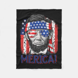 Couverture Polaire Drapeau américain féminin Lincoln 4 juillet Merica