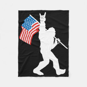 Couverture Polaire Drapeau américain Funny Bigfoot Rock And Roll pour