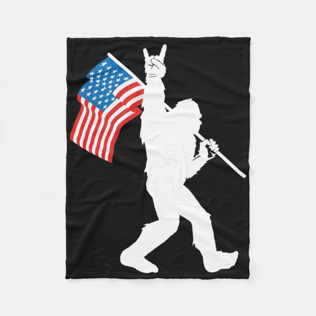 Couverture Polaire Drapeau américain Funny Bigfoot Rock And Roll pour (Devant)