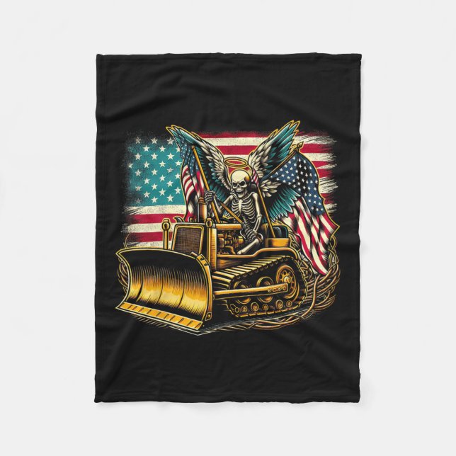 Couverture Polaire Drapeau américain Halloween Crâne (Devant)