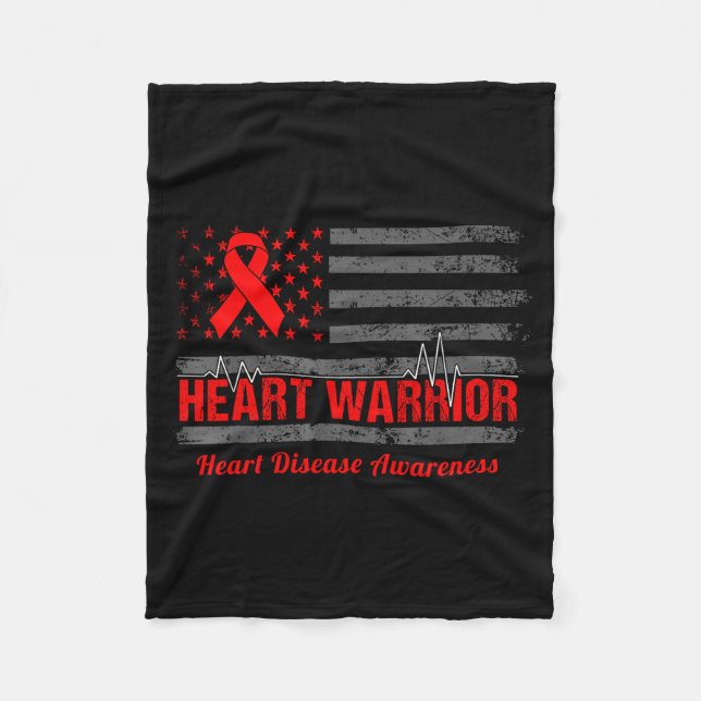 Couverture Polaire Drapeau américain Heart Warrior Sensibilisation au (Devant)