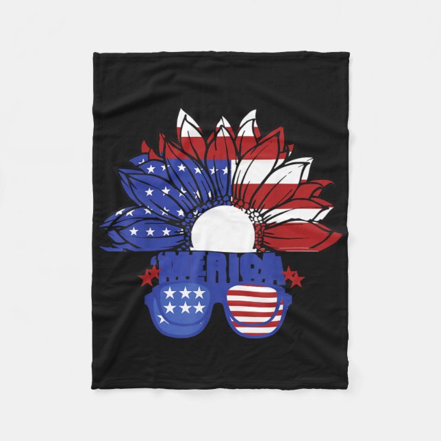 Couverture Polaire Drapeau Américain Merica 4 juillet Fête de l'Indép (Devant)