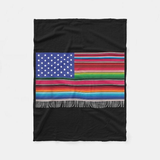 Couverture Polaire Drapeau Américain Mexicain Serape Cinco De Mayo Po (Devant)