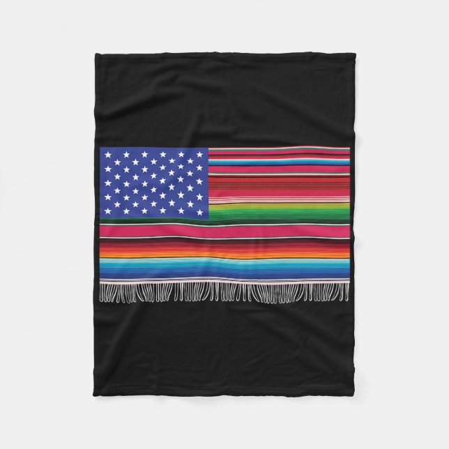 Couverture Polaire Drapeau Américain Mexicain Serape Cinco De Mayo Po (Devant)