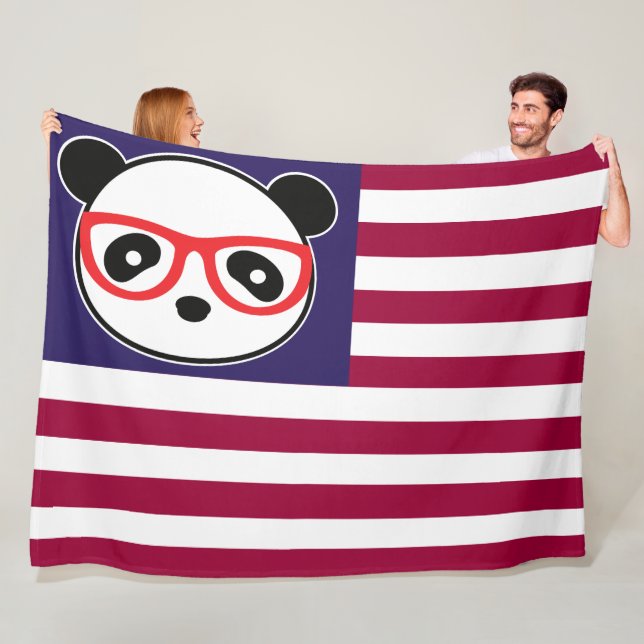 Couverture Polaire Drapeau américain Panda Bear US Drapeau Thème (En situation)