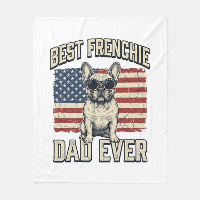 Couverture Polaire Drapeau américain Papa Frenchie vintage (Devant)