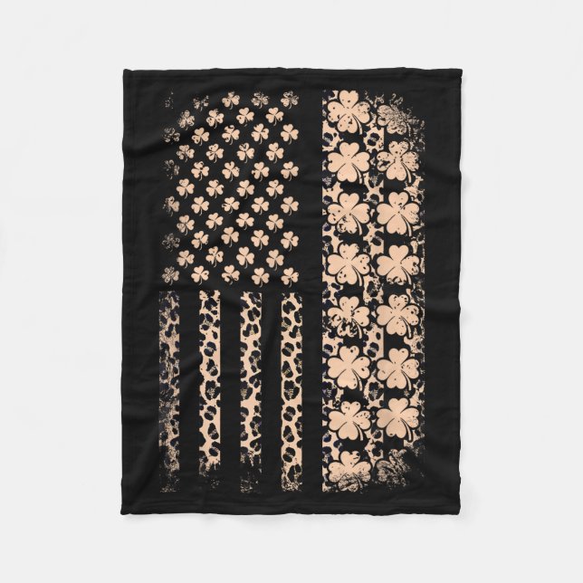 Couverture Polaire Drapeau américain patriotique léopard trèfle stPat (Devant)
