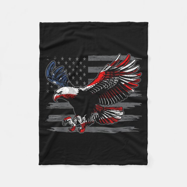 Couverture Polaire Drapeau américain rétro Aigle Fête de l'indépendan (Devant)