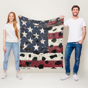 Couverture Polaire Drapeau américain rustique imprimé léopard (2)