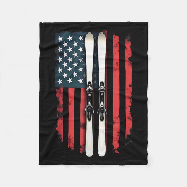 Couverture Polaire Drapeau américain Ski alpin _6 (Devant)