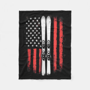 Couverture Polaire Drapeau américain skieur de ski alpin _5