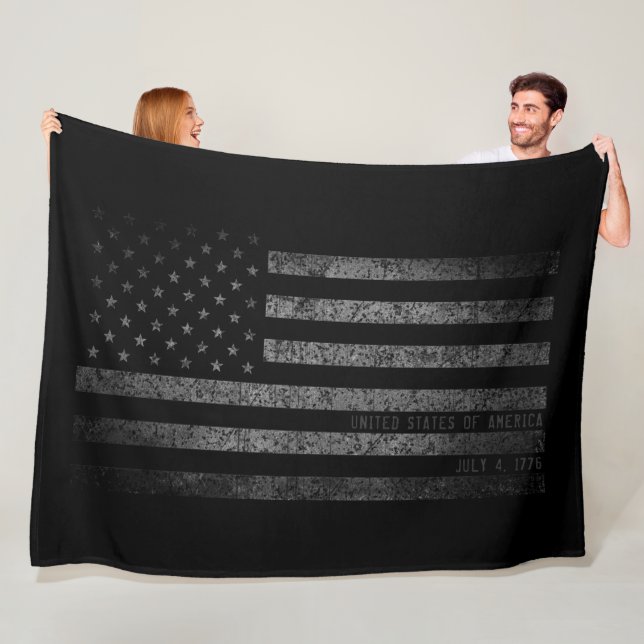 Couverture Polaire Drapeau américain Vintage Black Grunge (En situation)