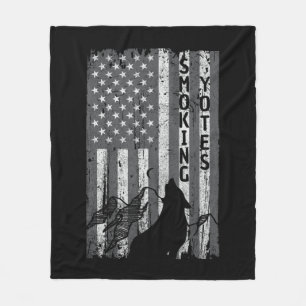Couverture Polaire Drapeau américain vintage Chasse au coyote Chasseu
