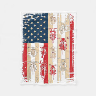 Couverture Polaire Drapeau américain vintage moto biker Usa 4 juillet