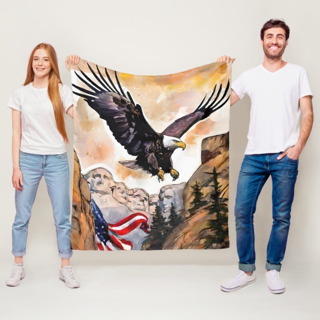 Couverture Polaire Drapeau American Bald Eagle drapeau américain Phot (En situation)