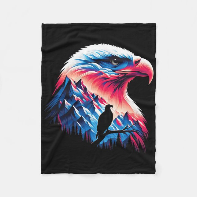 Couverture Polaire Drapeau Bald Eagle Us 4 juillet Conceptualité patr (Devant)