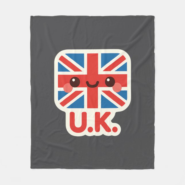 Couverture Polaire Drapeau britannique de Kawaii - Design britannique (Devant)