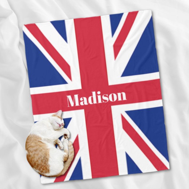 Couverture Polaire Drapeau britannique Londres Nom personnalisé Union (London UK British Flag Custom Name Union Jack Fleece Blanket)
