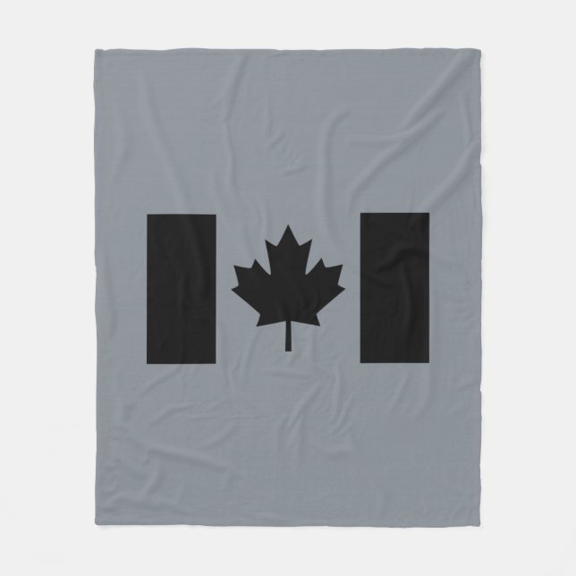 Couverture Polaire Drapeau canadien en graphisme noir (Devant)