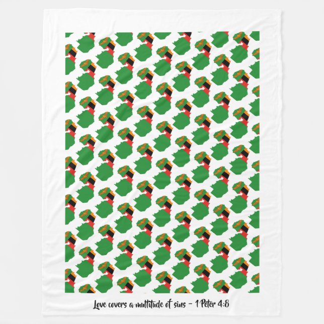 Couverture Polaire Drapeau chrétien personnalisé de Zambie (Devant)