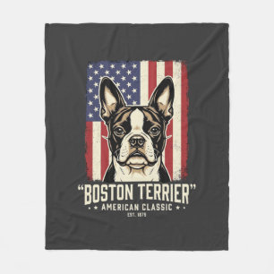 Couverture Polaire Drapeau Classique Américain Boston Terrier