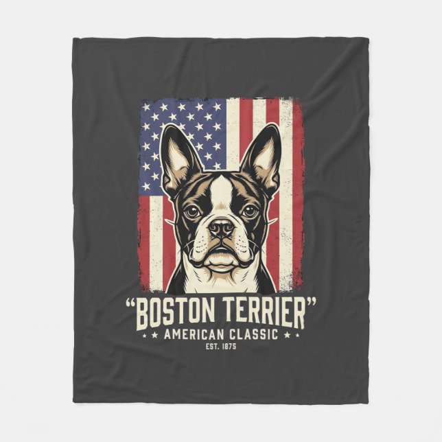 Couverture Polaire Drapeau Classique Américain Boston Terrier (Devant)