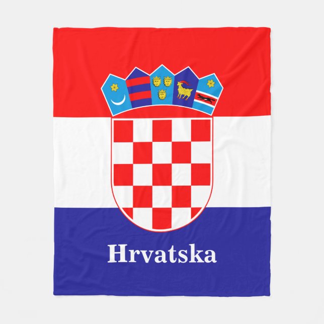 Couverture Polaire Drapeau Croate Avec Texte Personnalisé Hrvatska (Devant)